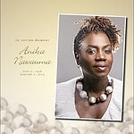 Memorial tribute for Anika Nawauma with pearl background and photo.