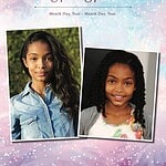 Memorial tribute card with photos of two young girls for obituary.