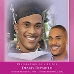 Celebration of life for the dearly departed with a graduation photo collage.