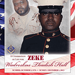 Memorial image honoring Zeke Wadreshus Ladash Stall with military and personal photos.