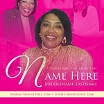 Obituary tribute image featuring three women, pink overlay, and elegant text.