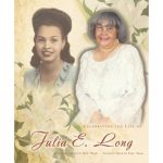 Celebration of Julia E. Long's life with photos and floral background.