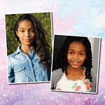 Memorial tribute template for obituaries with photos of young girls.