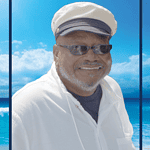 Celebration of life for Burrell Patrick Price Sr. with beach background and sunny sky.