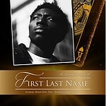 Black and white portrait of young man with playing cards background.
