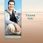 Young man smiling, thank you message for obituaries website.