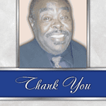 Memorial tribute image with a smiling man and 'Thank You' message.