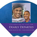 Graduation cap and diploma with celebration message for deceased loved one.