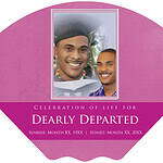 Memorial fan with photo of loved ones and tribute message.