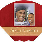 Memorial fan honoring loved ones with photos and message of remembrance.