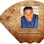 Memorial obituary card with photo and personalized message.