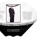 Memorial display with a photo and tribute message for a loved one.