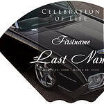 Memorial car with personalized tribute for a celebration of life event.