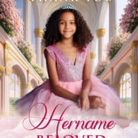 Thank you card featuring a girl in a pink dress and tiara in a fairy tale palace setting.